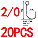 20pcs Hook 2/0 1/0 1 2 4 6 8 Sharp High Carbon