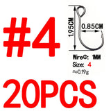 20pcs Hook 2/0 1/0 1 2 4 6 8 Sharp High Carbon